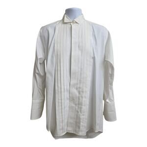 Men Size 15/32 Fumagalli’s UOMO White Pleated Shirt TUXEDO French Cuffs